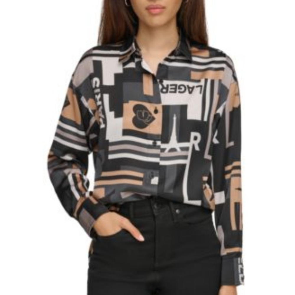 Karl Lagerfeld Paris Button Down Shirt - Large (See Measurements)